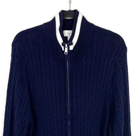 Foxcroft Women’s Cardigan Sweater Cable Knit Full Zip Preppy Nautical XXL Navy - Picture 3 of 6